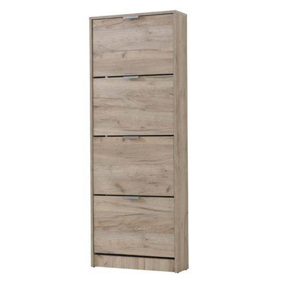 Schuhschrank Schuhregal Schuhkipper Schmal Holz Eiche Grau 4 Fächer - Palo24