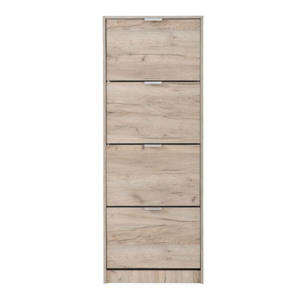 Schuhschrank Schuhregal Schuhkipper Schmal Holz Eiche Grau 4 Fächer - Palo24