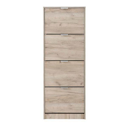 Schuhschrank Schuhregal Schuhkipper Schmal Holz Eiche Grau 4 Fächer - Palo24