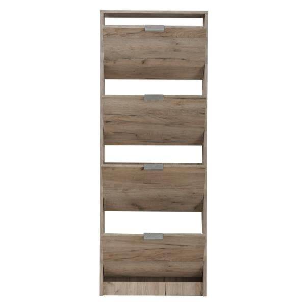 Schuhschrank Schuhregal Schuhkipper Schmal Holz Eiche Grau 4 Fächer - Palo24