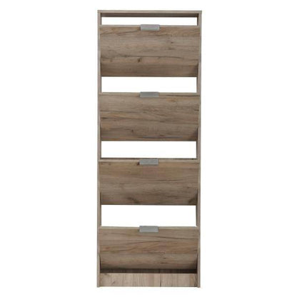 Schuhschrank Schuhregal Schuhkipper Schmal Holz Eiche Grau 4 Fächer - Palo24