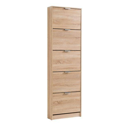 Schuhschrank Schuhregal Schuhkipper Schmal Holz Eiche 5 Fächer - Palo24