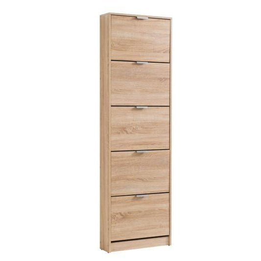 Schuhschrank Schuhregal Schuhkipper Schmal Holz Eiche 5 Fächer - Palo24