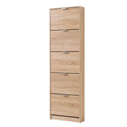 Schuhschrank Schuhregal Schuhkipper Schmal Holz Eiche 5 Fächer - Palo24