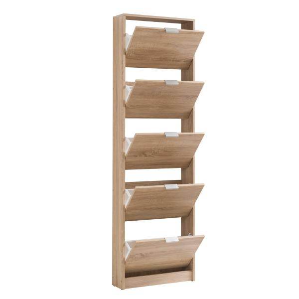 Schuhschrank Schuhregal Schuhkipper Schmal Holz Eiche 5 Fächer - Palo24