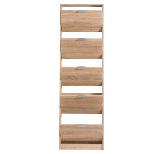 Schuhschrank Schuhregal Schuhkipper Schmal Holz Eiche 5 Fächer - Palo24
