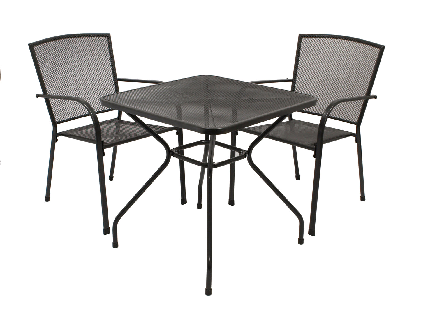 Garnitur CLASSIC 3-teilig, Streckmetall anthrazit (Tisch 70x70cm)