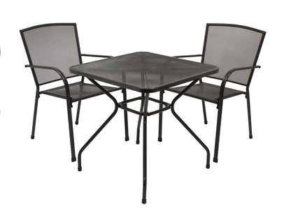 Garnitur CLASSIC 3-teilig, Streckmetall anthrazit (Tisch 70x70cm)