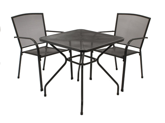 CLASSIC set 3 pezzi, lamiera stirata antracite (tavolo 70x70cm)