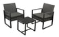 MALTA set da 3 pezzi, metallo nero e polyrattan nero, con cuscini