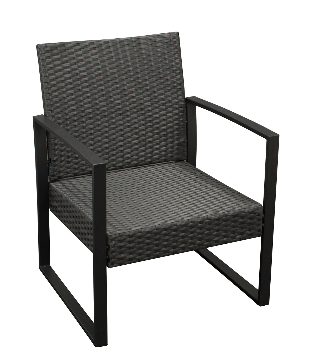 MALTA set da 3 pezzi, metallo nero e polyrattan nero, con cuscini