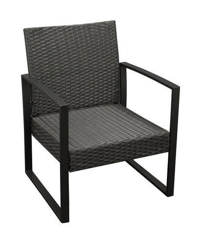 MALTA set da 3 pezzi, metallo nero e polyrattan nero, con cuscini