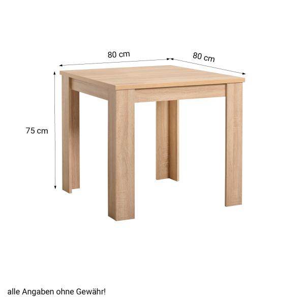 Esstisch Holztisch Küchentisch 80x80 cm Holz Massiv Eiche - Palo24