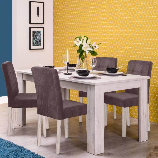 Esstisch ausziehbar Holztisch 160x90 cm Holz Massiv Weiss Vintage - Palo24