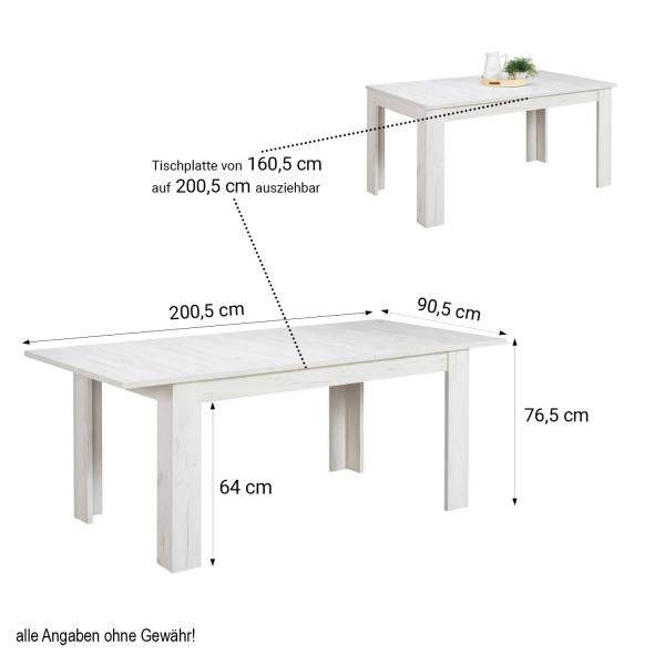 Esstisch ausziehbar Holztisch 160x90 cm Holz Massiv Weiss Vintage - Palo24