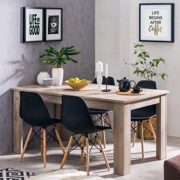 Esstisch ausziehbar Holztisch 160x90 cm Holz Massiv Grau Eiche - Palo24