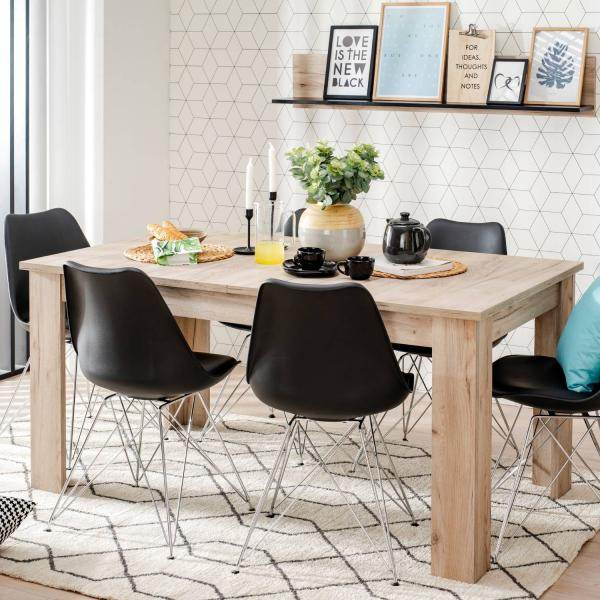 Esstisch ausziehbar Holztisch 160x90 cm Holz Massiv Grau Eiche - Palo24