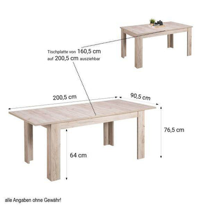 Esstisch ausziehbar Holztisch 160x90 cm Holz Massiv Grau Eiche - Palo24