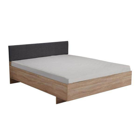 Doppelbett Holzbett Polsterbett Stoffbett 160x200 cm Eiche Stoff Grau - Palo24