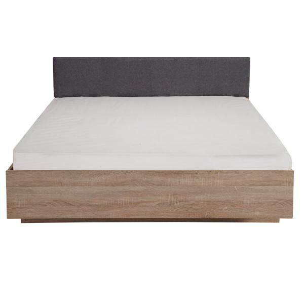 Doppelbett Holzbett Polsterbett Stoffbett 160x200 cm Eiche Stoff Grau - Palo24