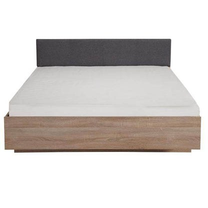 Doppelbett Holzbett Polsterbett Stoffbett 160x200 cm Eiche Stoff Grau - Palo24