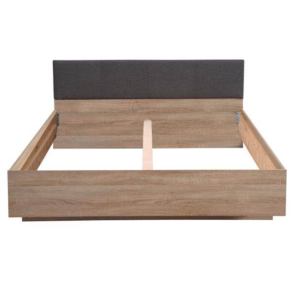 Doppelbett Holzbett Polsterbett Stoffbett 160x200 cm Eiche Stoff Grau - Palo24