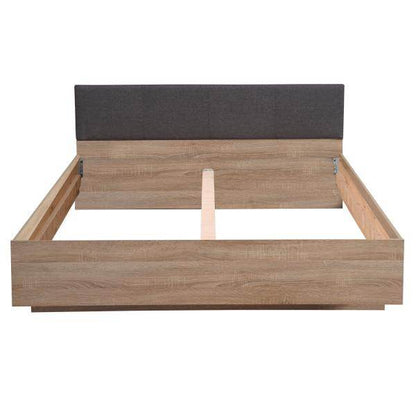 Doppelbett Holzbett Polsterbett Stoffbett 160x200 cm Eiche Stoff Grau - Palo24