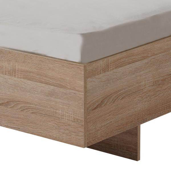 Doppelbett Holzbett Polsterbett Stoffbett 160x200 cm Eiche Stoff Grau - Palo24