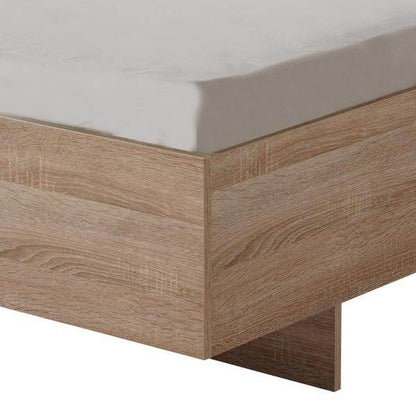 Doppelbett Holzbett Polsterbett Stoffbett 160x200 cm Eiche Stoff Grau - Palo24