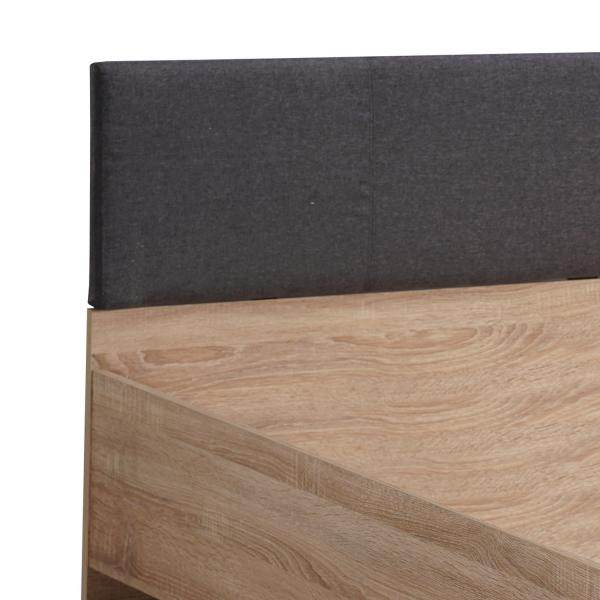 Doppelbett Holzbett Polsterbett Stoffbett 160x200 cm Eiche Stoff Grau - Palo24