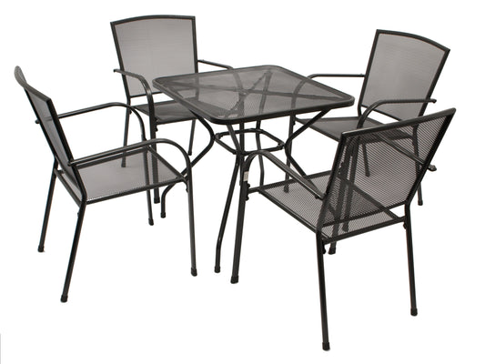 Set di sedute CLASSIC 5 pezzi, in lamiera stirata antracite (tavolo 70x70cm)