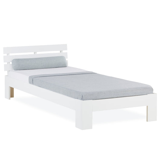 Holzbett 90x200 cm Weiss | Einzelbett | mit Lattenrost | massiv | Kind Jugend Gast