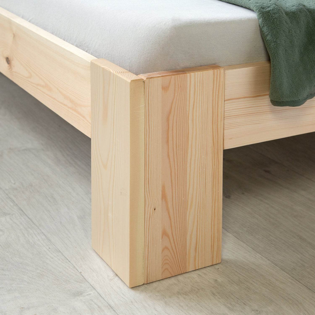 Holzbett mit Bettkasten 90x200 Futonbett Natur Kiefer Massivholz - Palo24