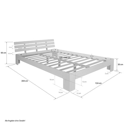 Holzbett 120x200 cm Natur | Doppelbett | mit Lattenrost | massiv | Kind Jugend Gast