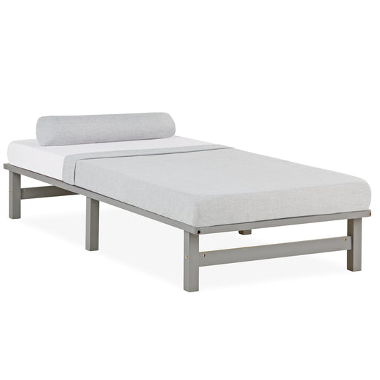 Palettenbett 90x200 cm Grau | Einzelbett | mit Lattenrost | Holz | Kind Jugend Gast