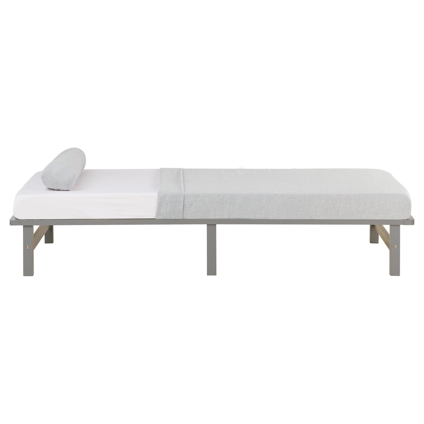 Palettenbett 90x200 cm Grau | Einzelbett | mit Lattenrost | Holz | Kind Jugend Gast