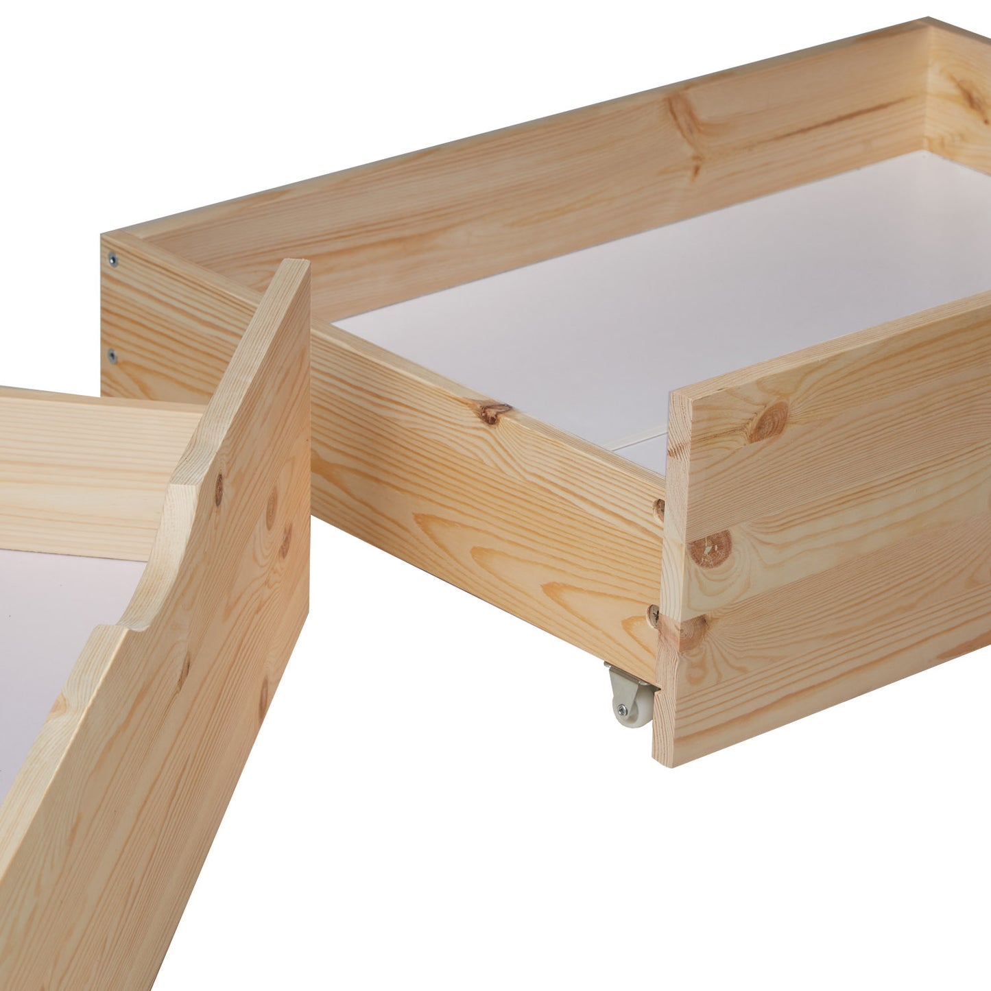 Bettkasten 2er Set Holz Aufbewahrung mit Rollen Bettschublade Auszug Box Natur