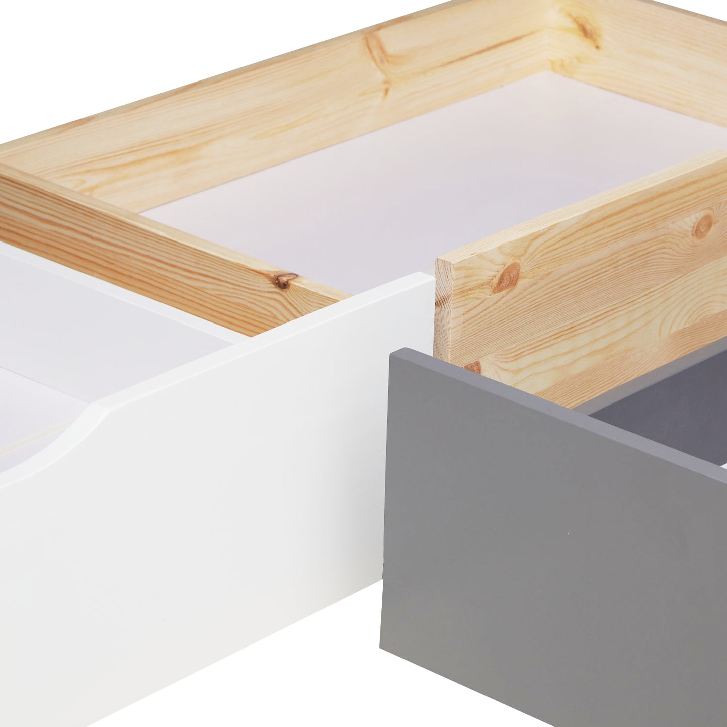 Bettkasten 2er Set Holz Aufbewahrung mit Rollen Bettschublade Auszug Box Natur