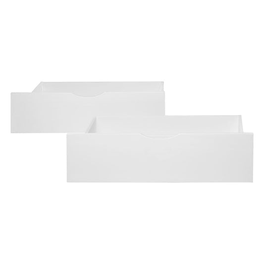 Bettkasten 2er Set Holz Aufbewahrung mit Rollen, Bett Schublade Bettauszug Box Weiss