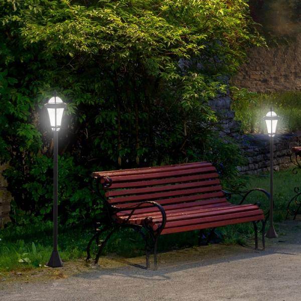 Gartenleuchte Solar Gartenlaterne 2er Set LED 6-8 Stdn. Edelstahl H129cm - Palo24