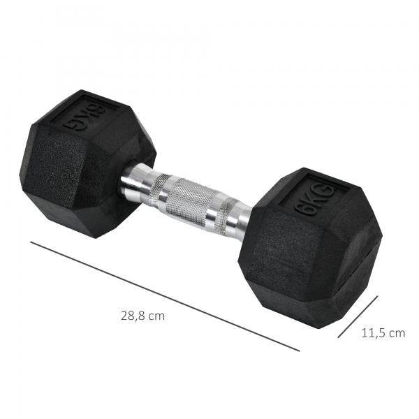 2er-Set Gummi-Hantel Fitness Hantel Kurzhantel Metall Gummi schwarz 6 KG - Palo24