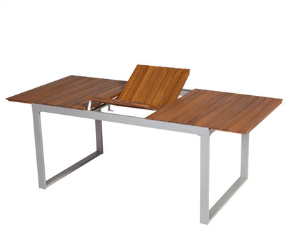 Tavolo allungabile NAXOS 150/200x90cm, alluminio + acacia oliato, certificato FSC®