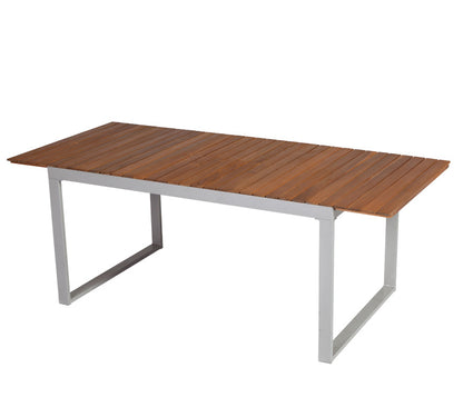 Tavolo allungabile NAXOS 150/200x90cm, alluminio + acacia oliato, certificato FSC®