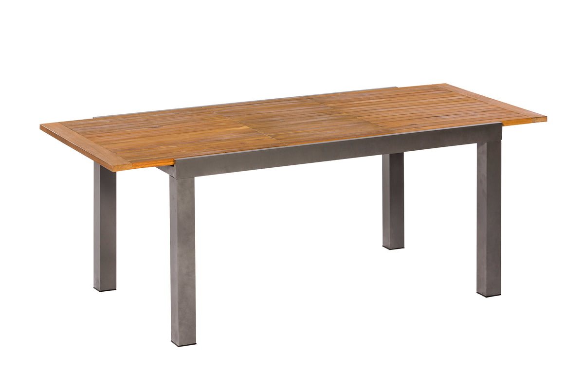 Table à rallonge SANTORIN 150/200x90cm, aluminium graphite + acacia huilé