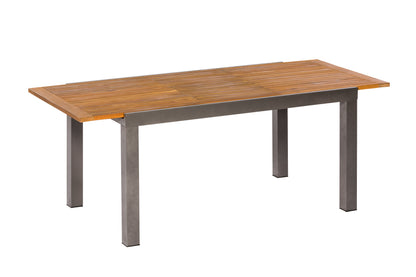 Table à rallonge SANTORIN 150/200x90cm, aluminium graphite + acacia huilé