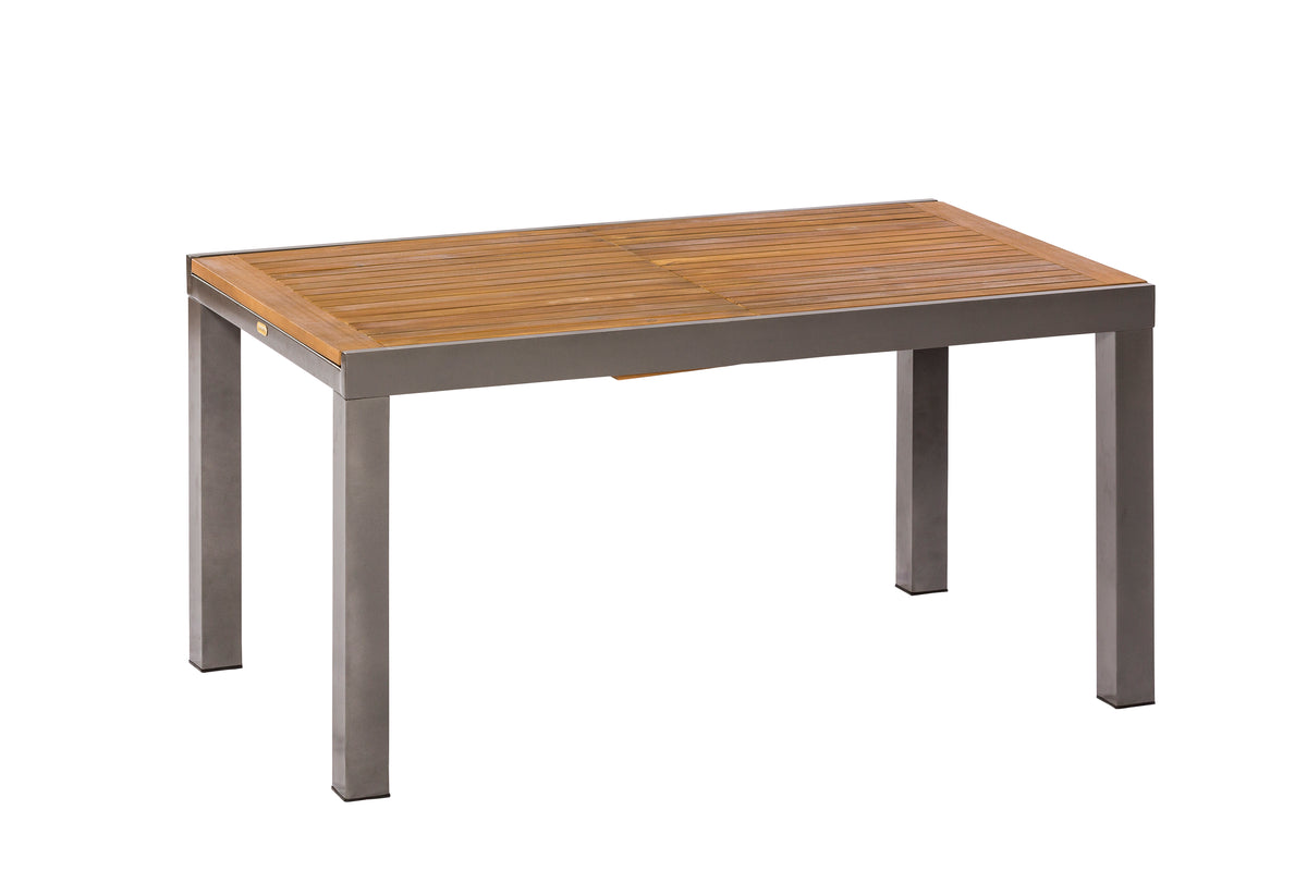 Table à rallonge SANTORIN 150/200x90cm, aluminium graphite + acacia huilé