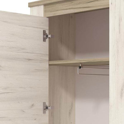 Flurgarderobe Garderoben Set Flurmöbel Komplettset 5-tlg Holz Eiche Weiss Grau Vintage - Palo24
