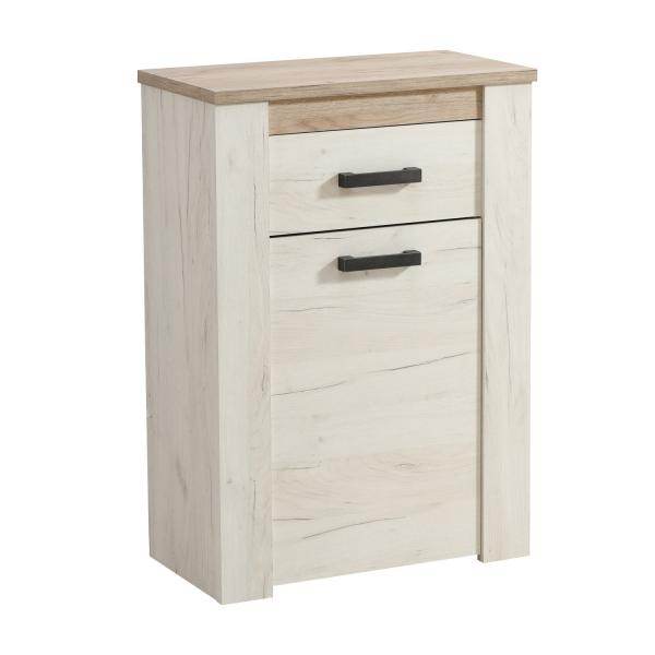 Flurgarderobe Garderoben Set Flurmöbel Komplettset 5-tlg Holz Eiche Weiss Grau Vintage - Palo24