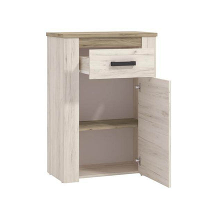 Flurgarderobe Garderoben Set Flurmöbel Komplettset 5-tlg Holz Eiche Weiss Grau Vintage - Palo24