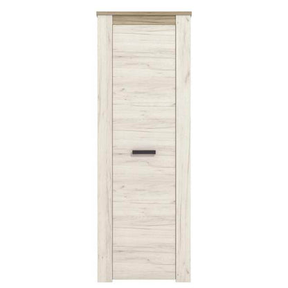 Flurgarderobe Garderoben Set Flurmöbel Komplettset 5-tlg Holz Eiche Weiss Grau Vintage - Palo24